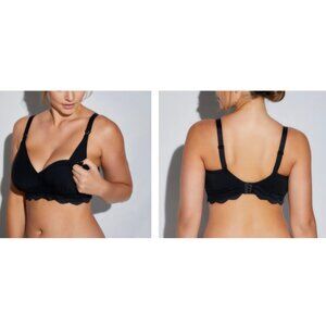 Cosabella Ceylon Modal Nursing Bralette Black Lace Wireless Maternity Bra NWT
